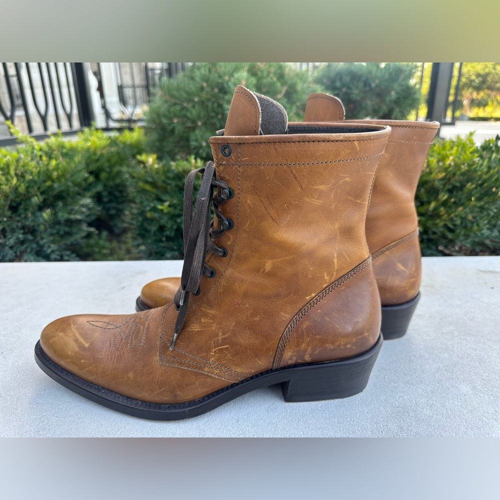 Fendi Tan Brown Leather Oxford Dress Boots (Men’s Size 9 OR Women’s Size 10.5) - Picture 4 of 9